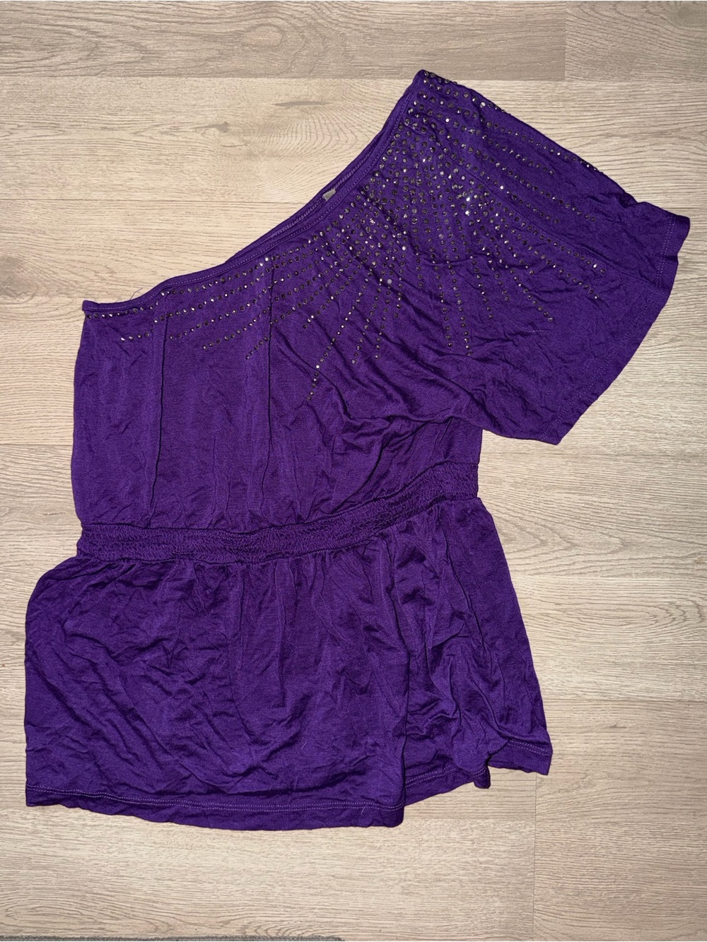 Women's One-Shoulder Purple shirt with Stud Detail